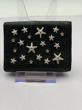 Jimmy Choo Star studs Compact Mini Wallet Trifold wallet Black”